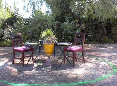 Outdoor Dining area layout for a garden makeover show on HGTV by Shirley Bovshow
