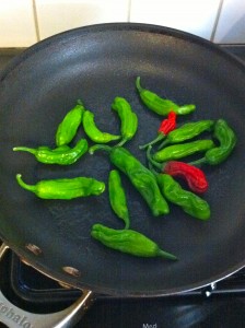 pan roasted shishito peppers with spray oil