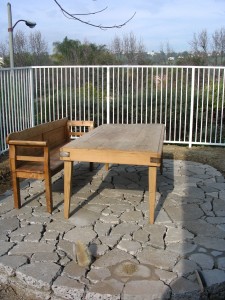 Measuring the furniture on the patio