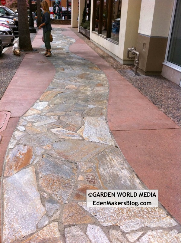Flagstone inlayed walkway and colored concrete at the Forum Carlsbad