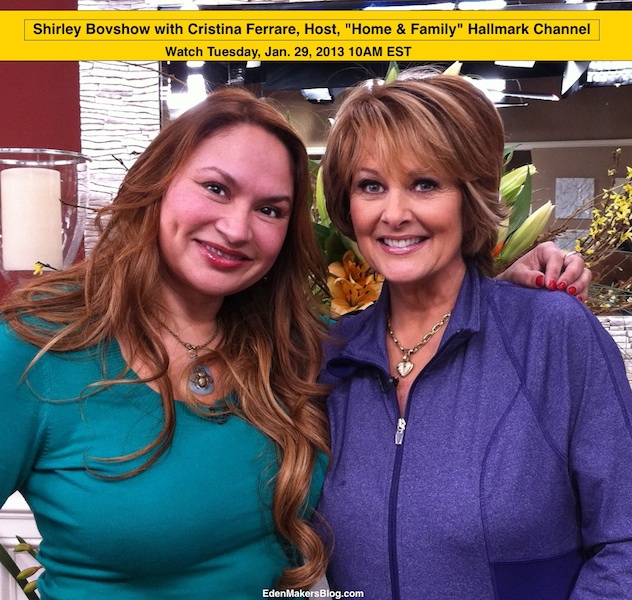 Shirley Bovshow guest appearance on Home and Family Show with Host, Christina Ferrare. Presenting on String Gardens, Jan 29, 2013