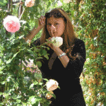Shirley Bovshow in the rose garden